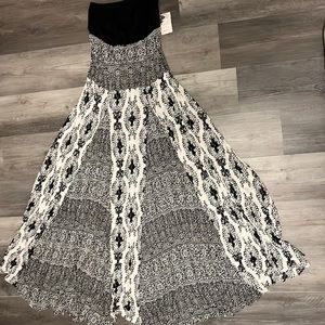 Free people black comb strapless dress